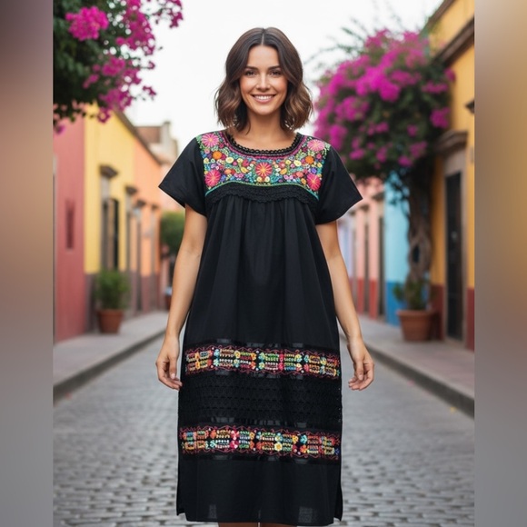 Mexican Maxi Dress Karla Black - Picture 1 of 4